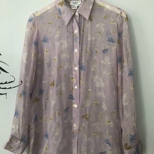 Due per Due silk blouse floral print sheer
